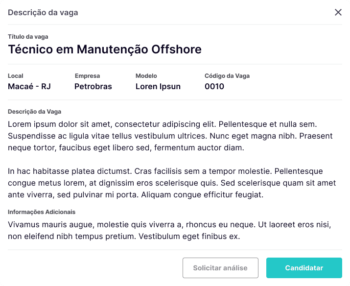 Detalhes da Vaga Offshore